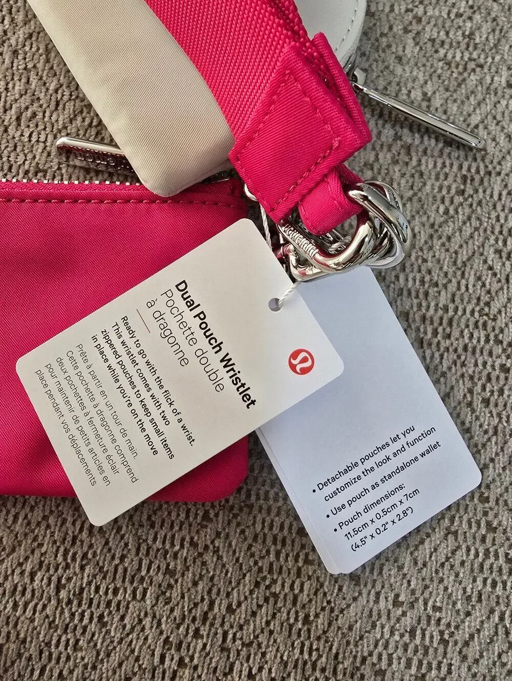 Lululemon PSNT/Bone Pink Off White Dual Pouch Wristlet